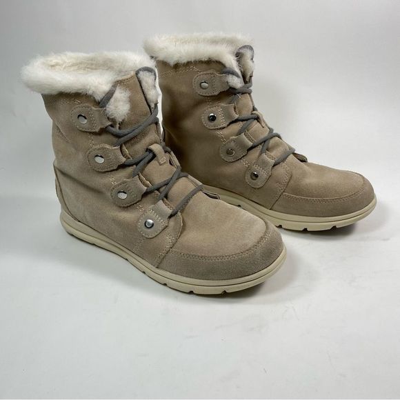 Sorel Shoes - Sorel Explorer Joan Leather & Suede Ankle Boots Color Tan SZ 11